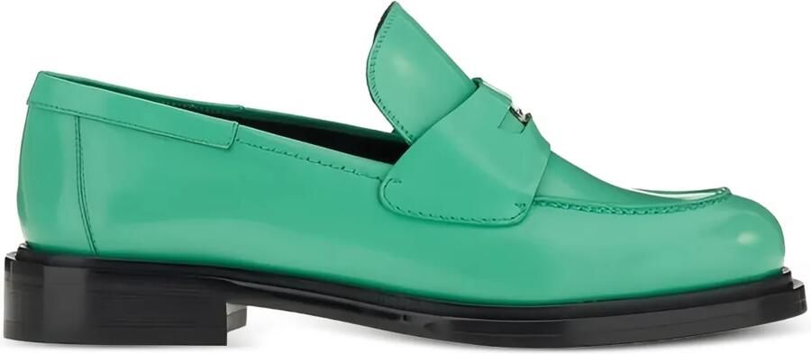 Ferragamo Leren loafers met penny-bandje Groen