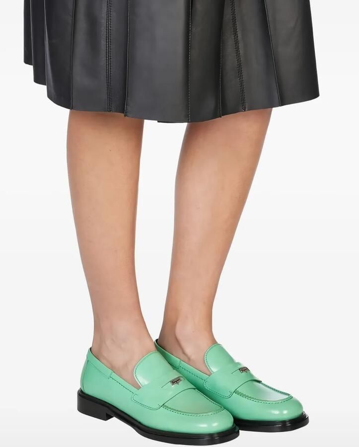 Ferragamo Leren loafers met penny-bandje Groen - Foto 2