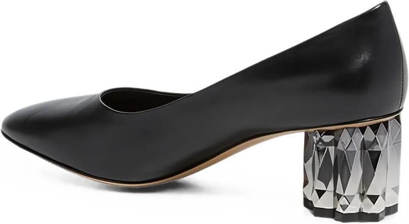 Ferragamo Leren pumps met sculpturale hak Zwart - Foto 2