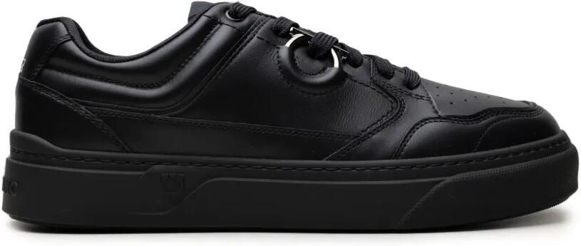 Ferragamo Leren sneakers met Gancini-detail Zwart