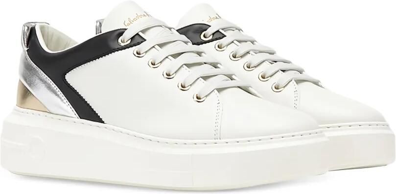 Ferragamo Leren sneakers met metallic vlak Wit - Foto 3