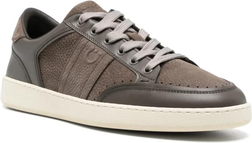 Ferragamo Leren sneakers met vlakken Bruin