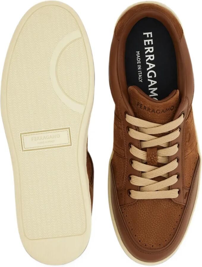Ferragamo Leren sneakers met vlakken Bruin - Foto 3