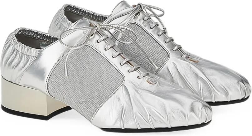 Ferragamo Leren veterschoenen met metallic afwerking Zilver