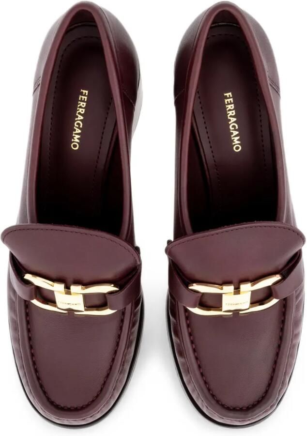 Ferragamo Loafers met blokhak en Gancini-ornament Rood - Foto 2