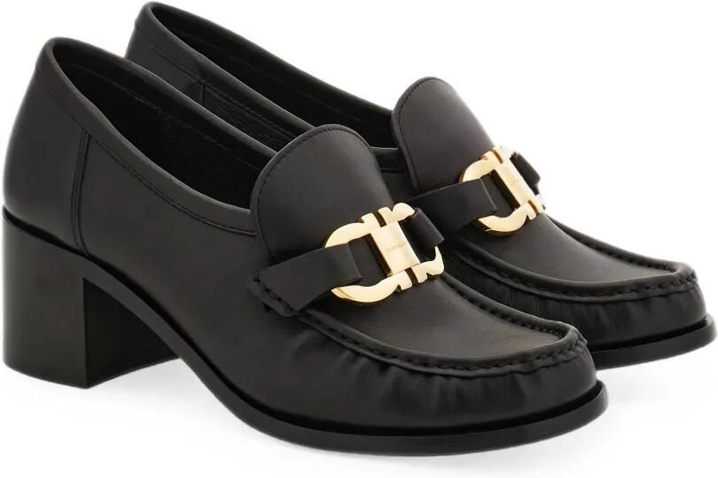 Ferragamo Loafers met blokhak en Gancini-ornament Zwart - Foto 4