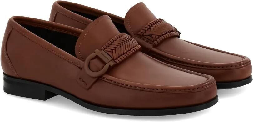 Ferragamo Loafers met gevlochten detail Bruin