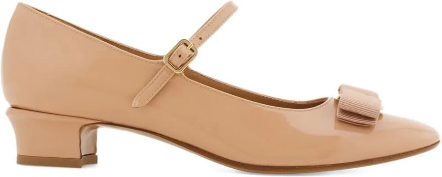 Ferragamo Mary Jane 30mm pumps met strik Beige