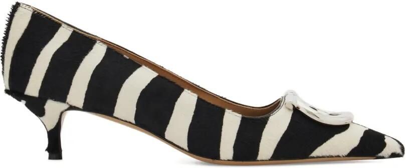 Ferragamo Maxi Gancini pumps met zebra-print en gesp Wit