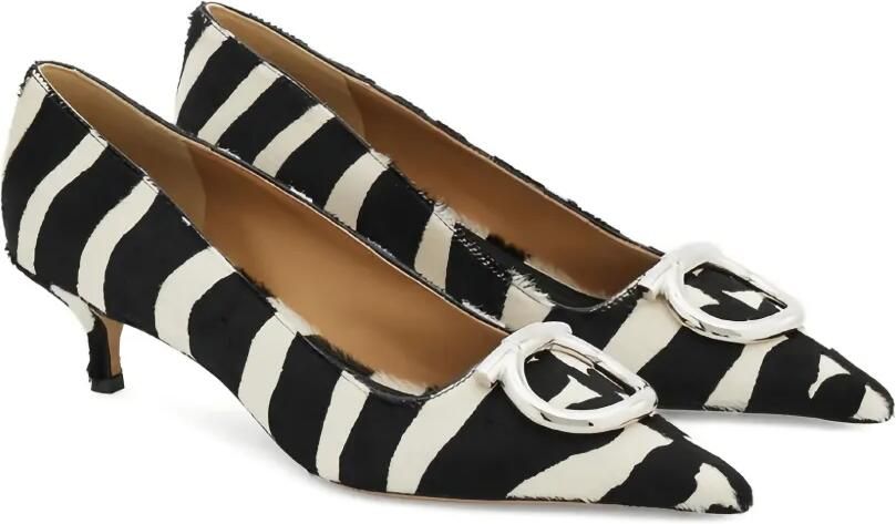 Ferragamo Maxi Gancini pumps met zebra-print en gesp Wit - Foto 5