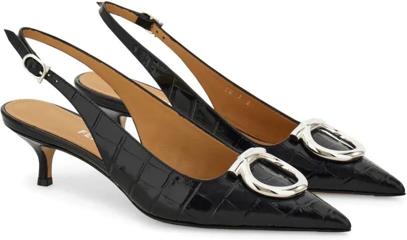 Ferragamo Maxi Gancini slingback sandalen Zwart - Foto 4