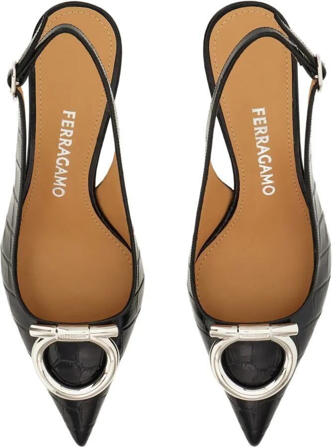 Ferragamo Maxi Gancini slingback sandalen Zwart - Foto 2