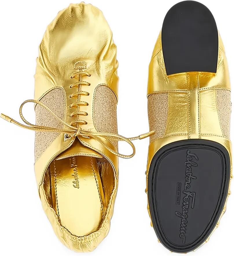 Ferragamo Metallic Oxford veterschoenen Goud