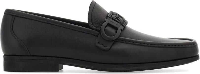 Ferragamo Mocassins met gevlochten Gancini-detail Zwart