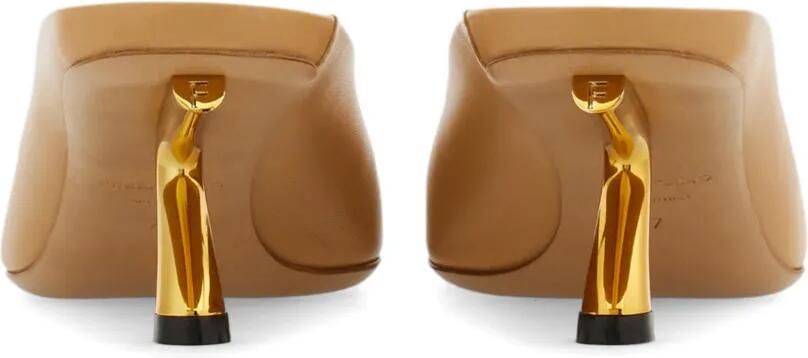 Ferragamo Muiltjes met bewerkte hak Beige - Foto 5