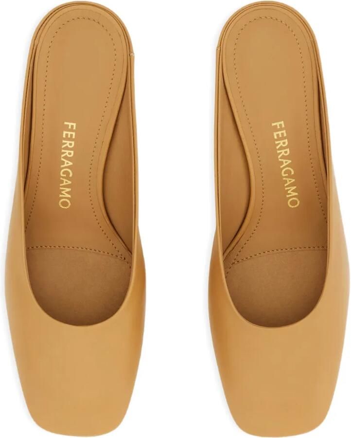 Ferragamo Muiltjes met bewerkte hak Beige - Foto 2