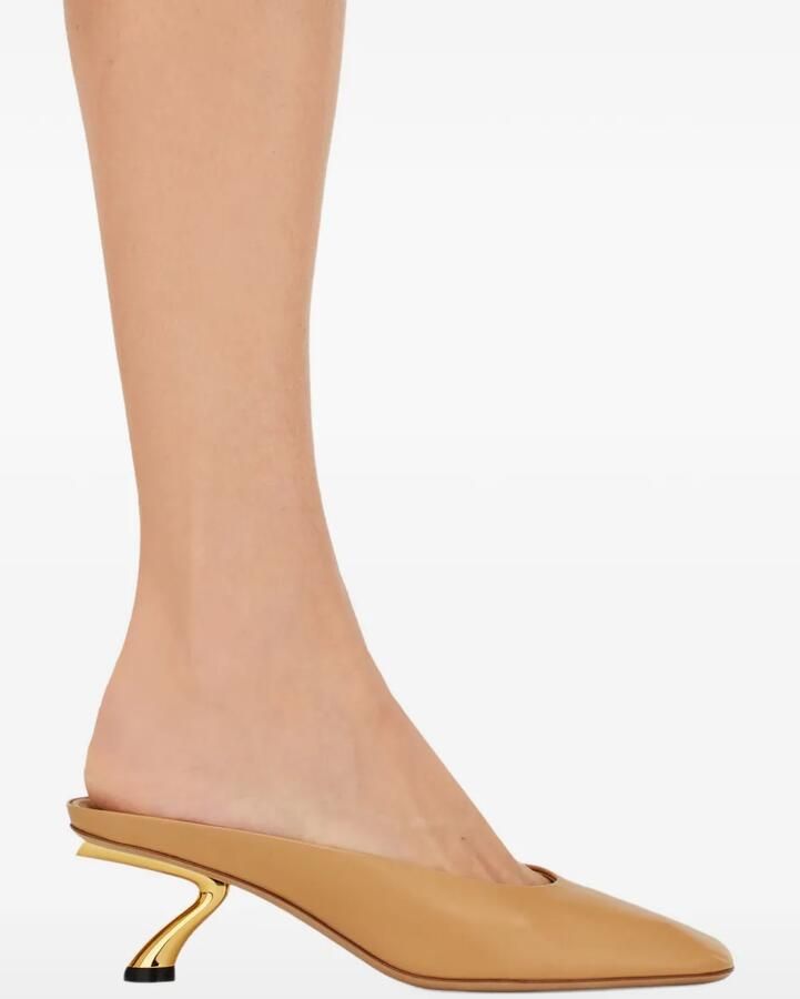 Ferragamo Muiltjes met bewerkte hak Beige - Foto 3