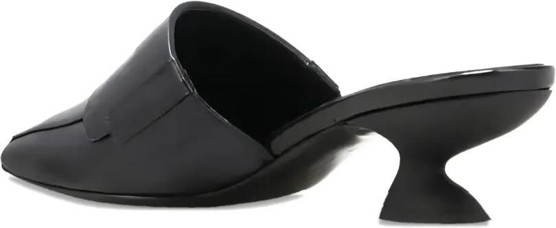 Ferragamo Muiltjes met bewerkte hak en puntige neus Zwart - Foto 2