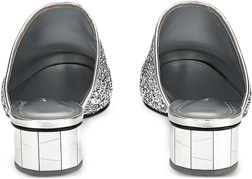 Ferragamo Muiltjes met blokhak en glitter-effect Zilver