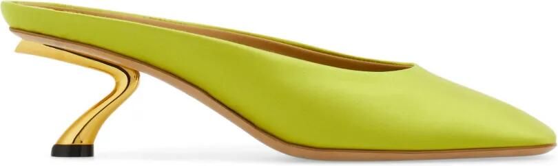 Ferragamo Muiltjes met sculpturale hak Groen