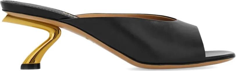 Ferragamo Slippers met S-vormige hak Zwart