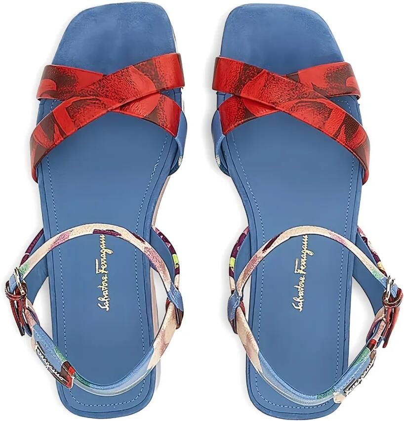 Ferragamo Sandalen met bloemenprint en gesp Blauw - Foto 2