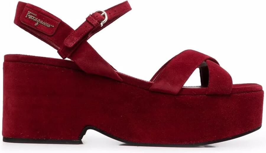 Ferragamo Sandalen met blokhak Rood
