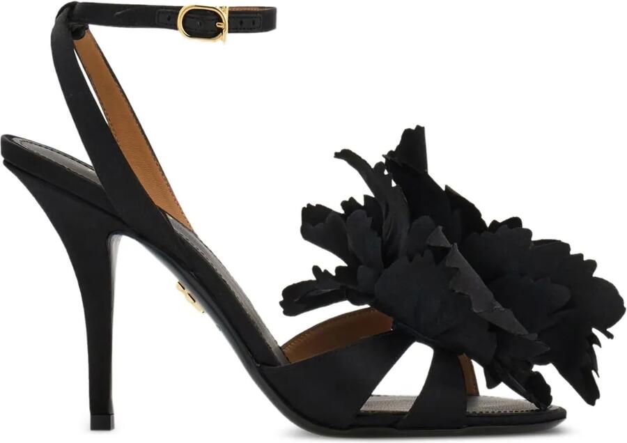 Ferragamo Sandalen met hak en verfraaid met bloem Zwart