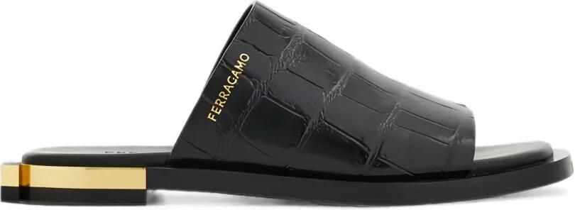 Ferragamo Sandalen met krokodillen-reliëf Zwart