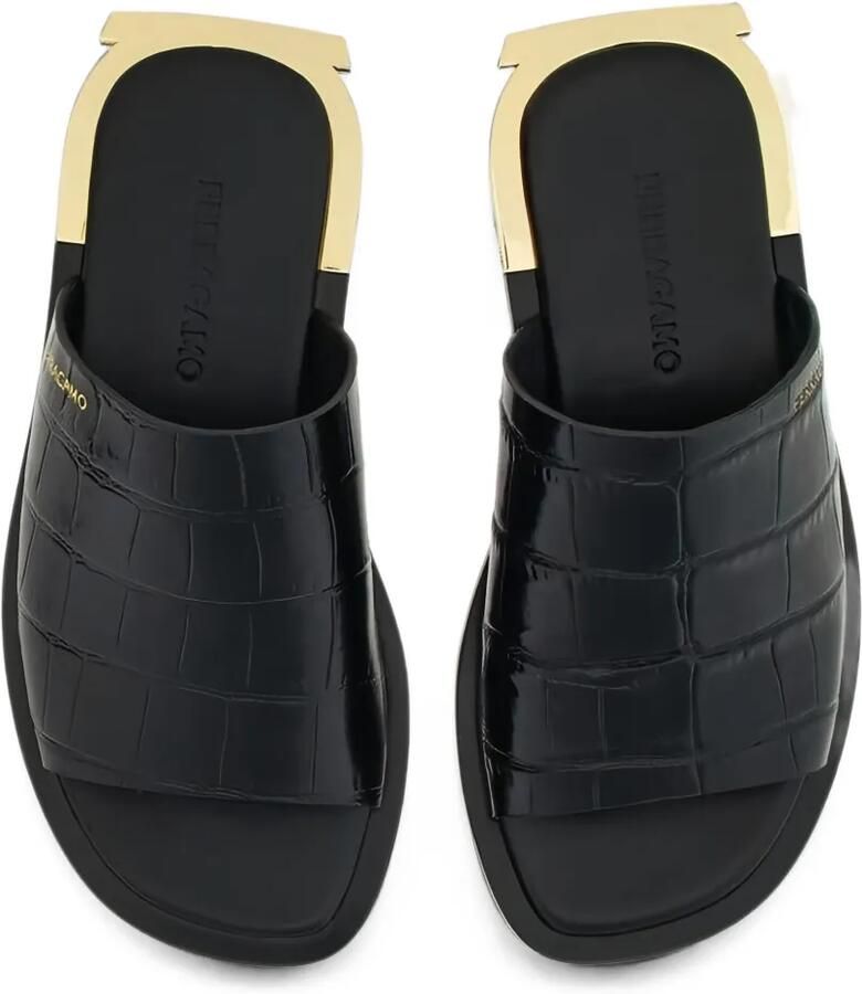 Ferragamo Sandalen met krokodillen-reliëf Zwart - Foto 3