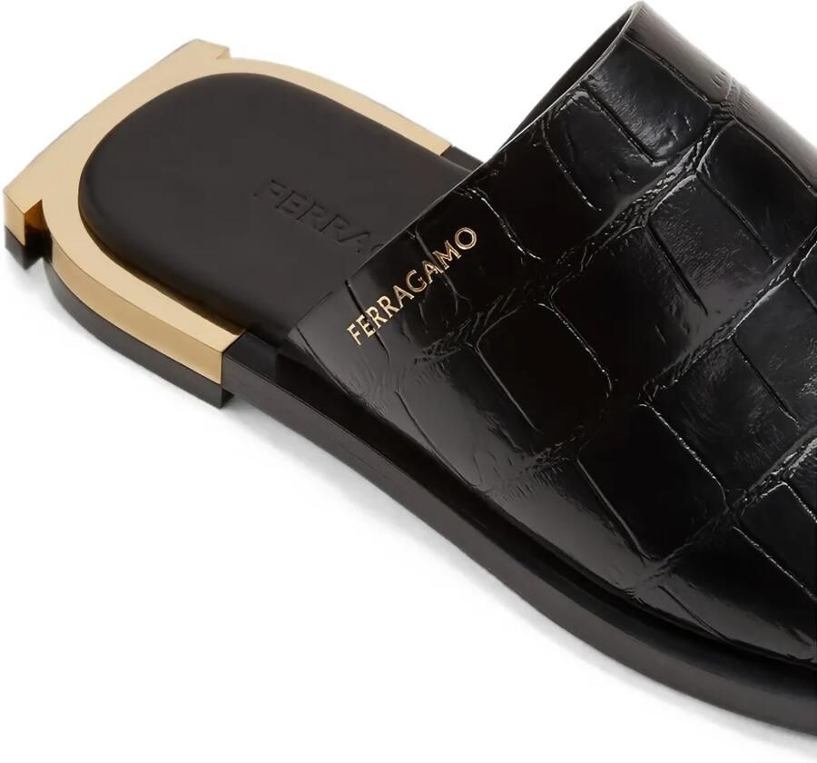 Ferragamo Sandalen met krokodillen-reliëf Zwart - Foto 2