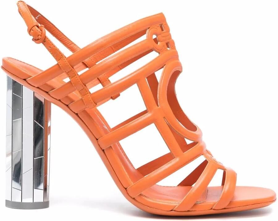 Ferragamo Sandalen met spiegelende hak Oranje