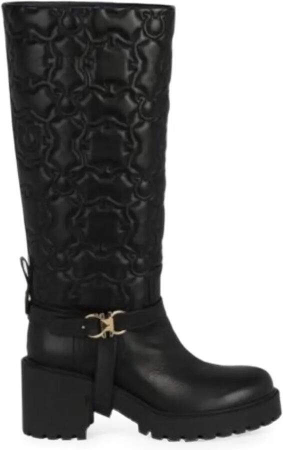 Ferragamo Shiran gewatteerde leren laarzen Zwart