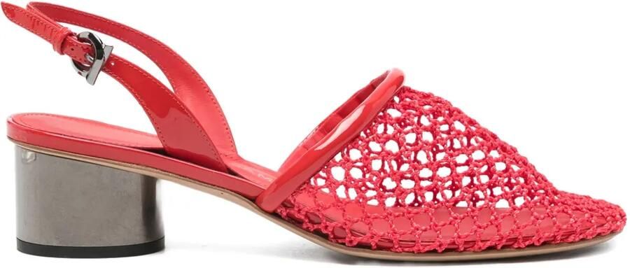 Ferragamo Slingback pumps met net hak Rood