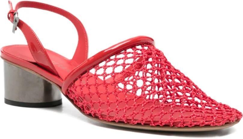 Ferragamo Slingback pumps met net hak Rood - Foto 3