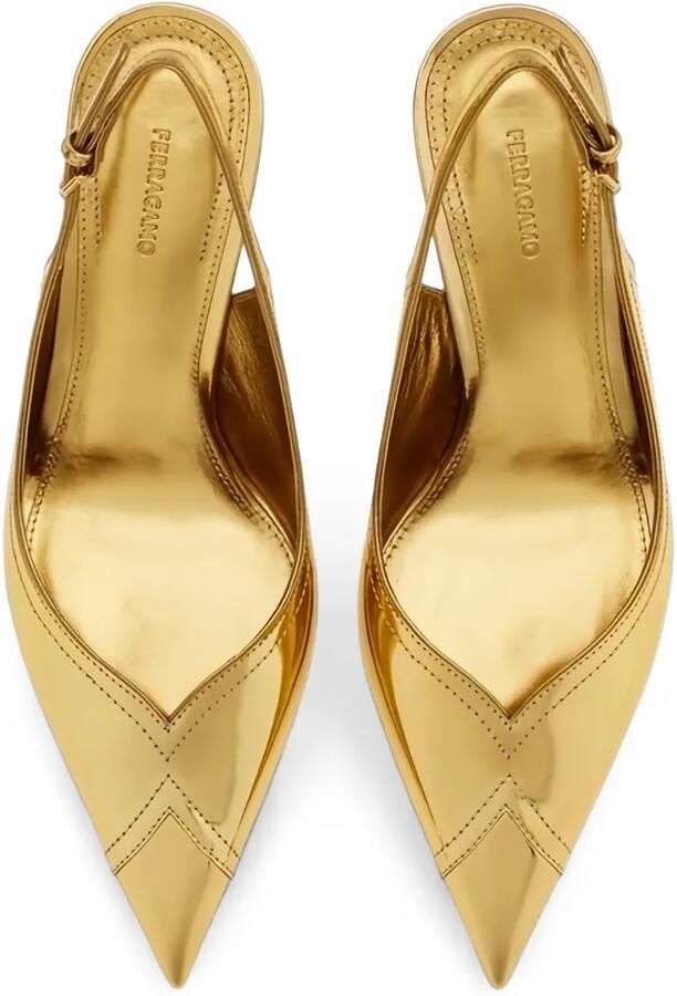 Ferragamo Slingback pumps met puntige neus Goud - Foto 5