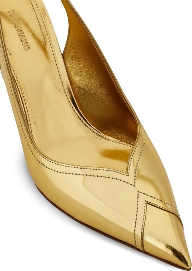 Ferragamo Slingback pumps met puntige neus Goud - Foto 3