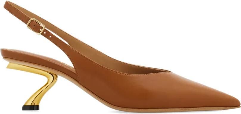 Ferragamo Slingback pumps met S-vormige hak Bruin