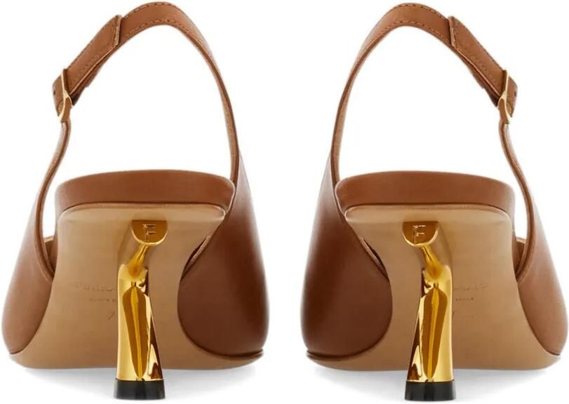 Ferragamo Slingback pumps met S-vormige hak Bruin - Foto 4