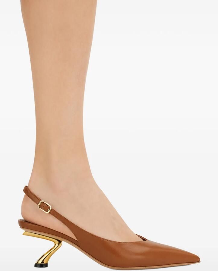 Ferragamo Slingback pumps met S-vormige hak Bruin - Foto 2