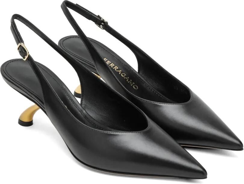 Ferragamo Slingback pumps met S-vormige hak Zwart - Foto 4
