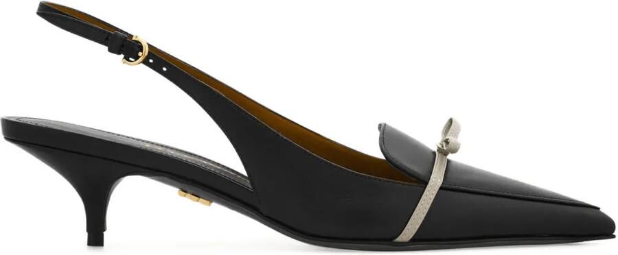 Ferragamo Slingback pumps met strikdetail en puntige neus Zwart