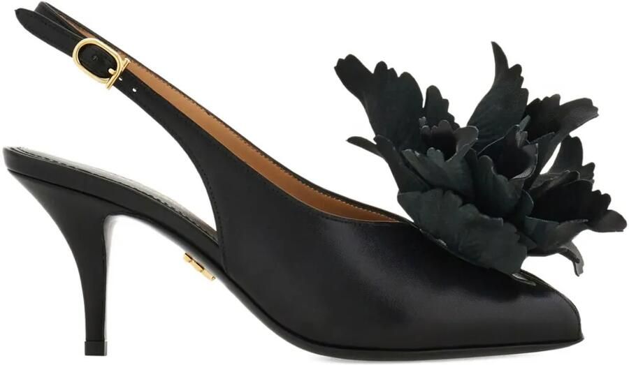 Ferragamo Slingback pumps verfraaid met bloemen Zwart