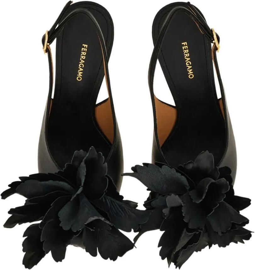 Ferragamo Slingback pumps verfraaid met bloemen Zwart - Foto 2