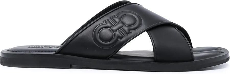 Ferragamo Slippers met gekruiste bandjes Zwart