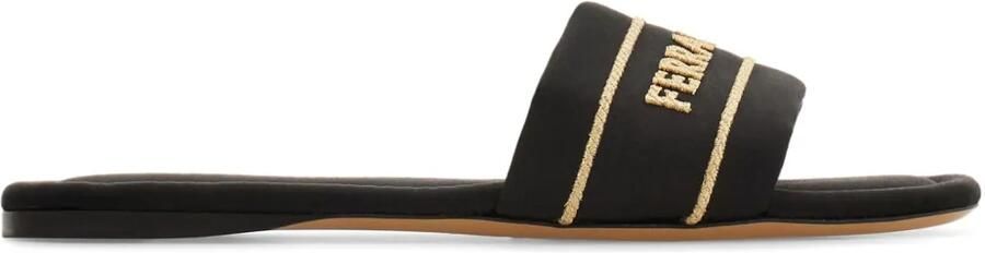 Ferragamo Slippers met logo Zwart