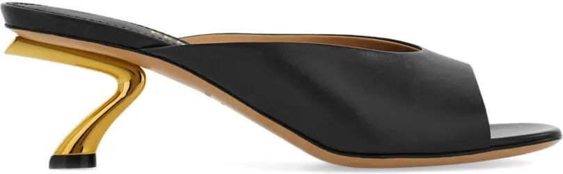 Ferragamo Slippers met S-vormige hak Zwart