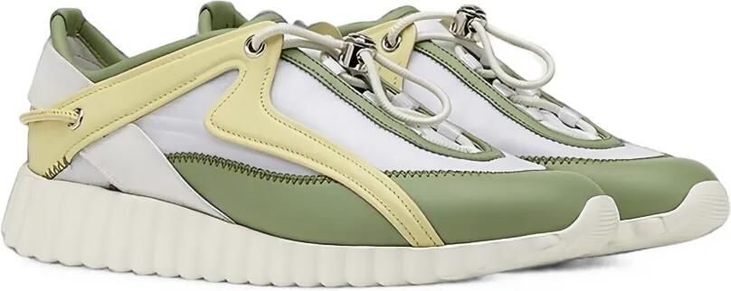 Ferragamo Sneakers met vlakken en houtje-touwtje sluiting Groen