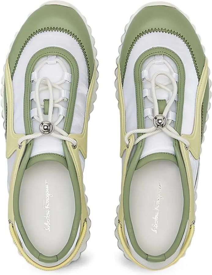 Ferragamo Sneakers met vlakken en houtje-touwtje sluiting Groen - Foto 2