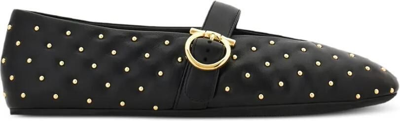 Ferragamo Ballerina's met gespsluiting en studs Zwart